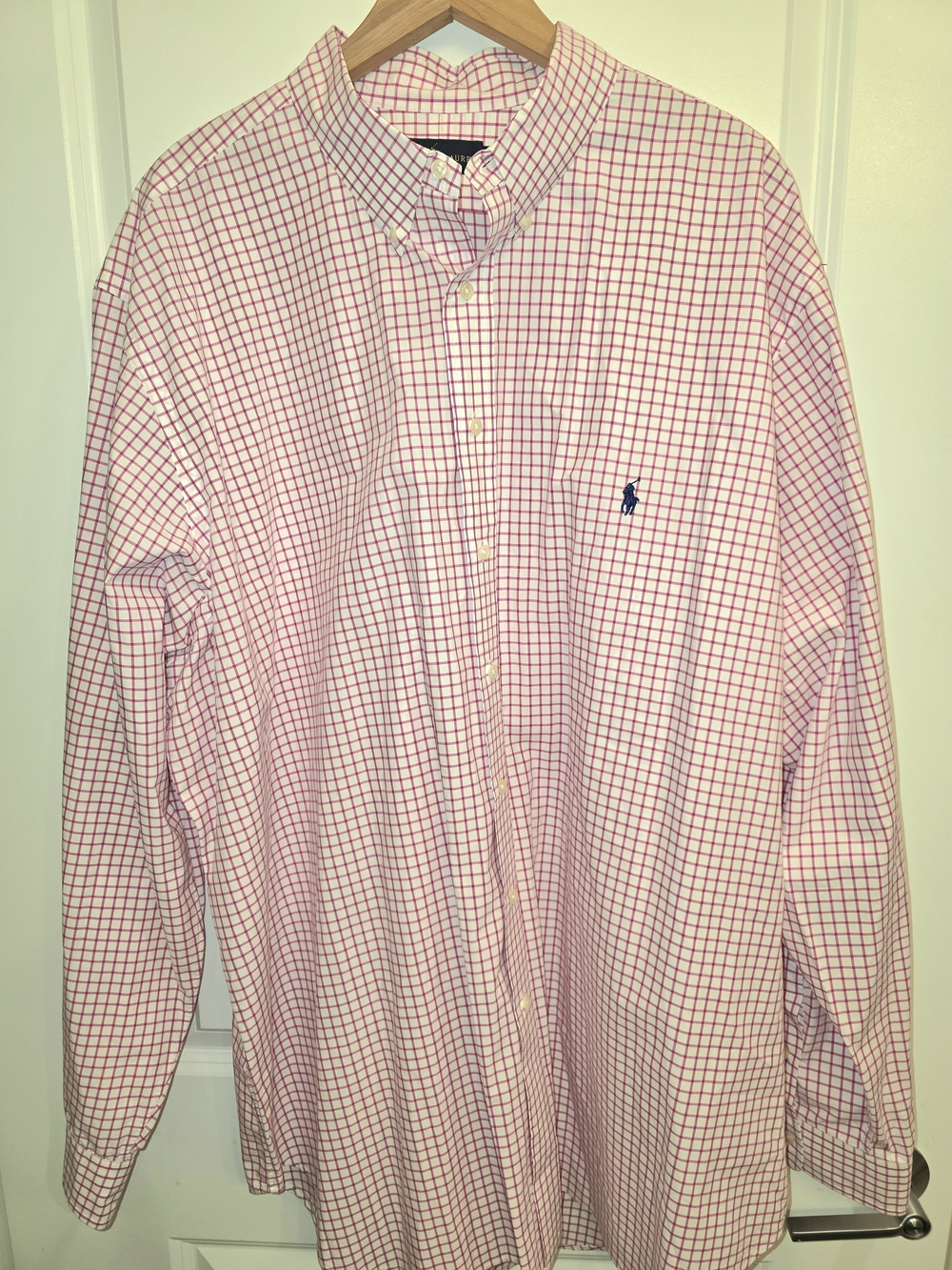 Ralph Lauren Men's Long Sleeve Button-Down - Size 3XLT - Pink & White Check